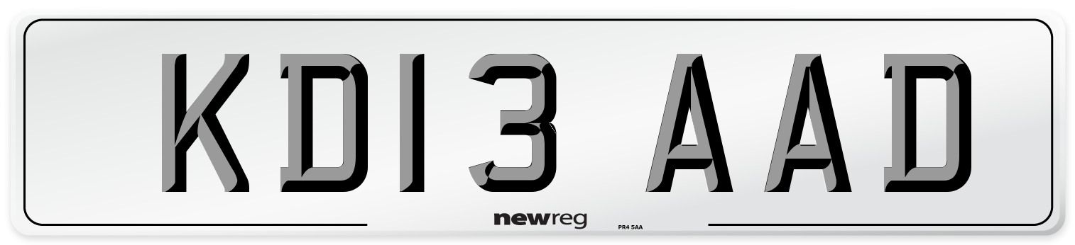 KD13 AAD Number Plate from New Reg